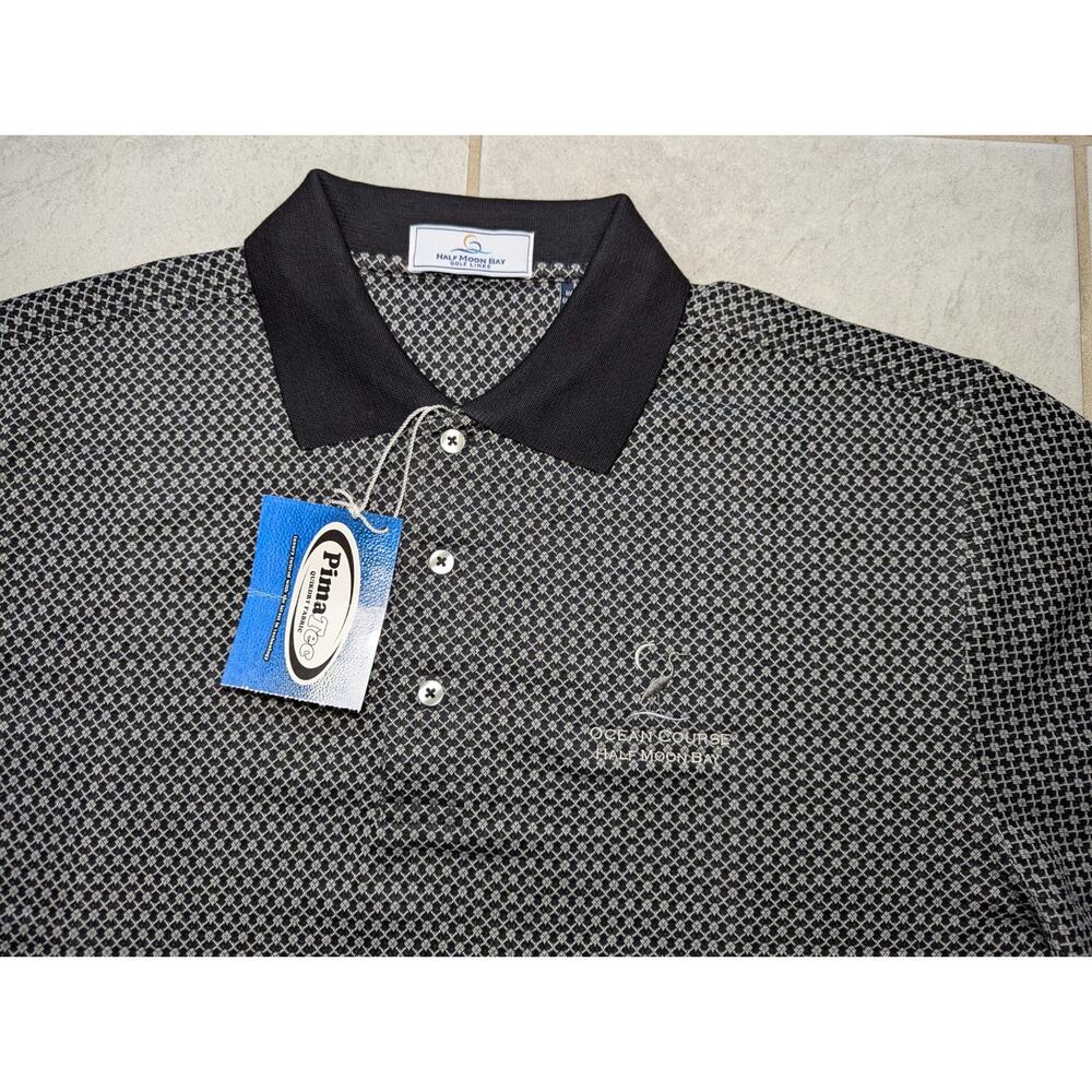 Half Moon Bay Golf Links Men's Medium Ocean Course Polo Golf Shirt Geo Stretch